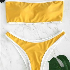Yellow strapless bikini brand new